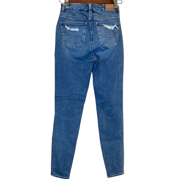 American Eagle Dream Jean Women 00 Reg 23x27.5  Curvy Hi Rise Jegging Distressed - Picture 5 of 11